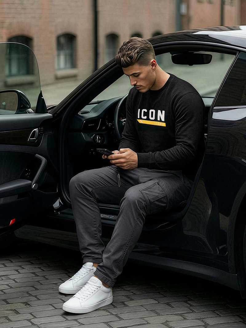 Мъжки суитшърт черен OZONEE JS/8B1753/3