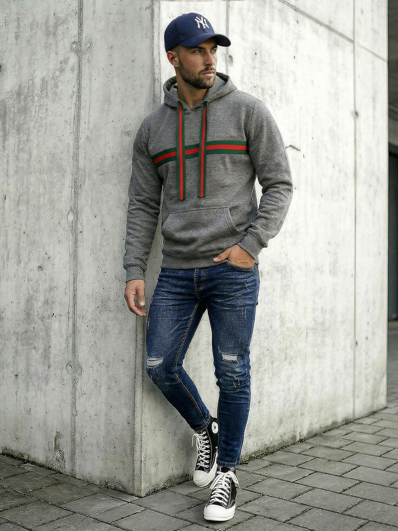 Мъжки суитшърт графитен OZONEE JS/8B1735/5Z