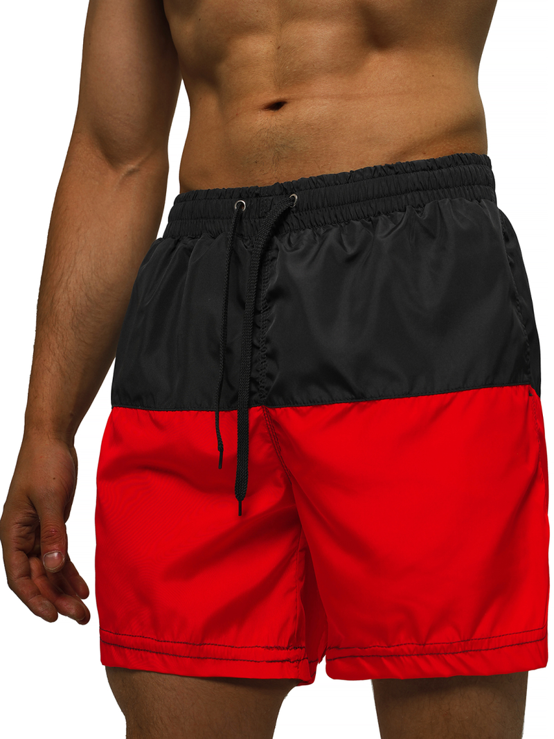 Мъжки плувни шорти черно-червено OZONEE JS/HM058