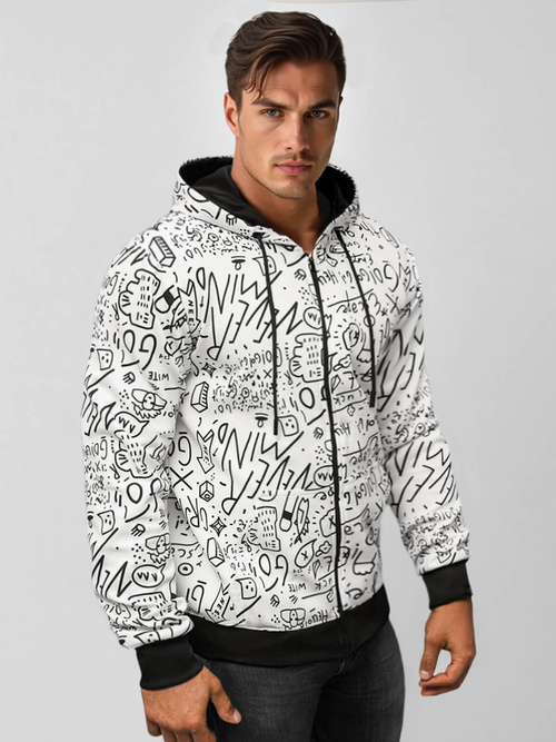 Мъжки cуитшърт бяла OZONEE JS/8B1182/1Z