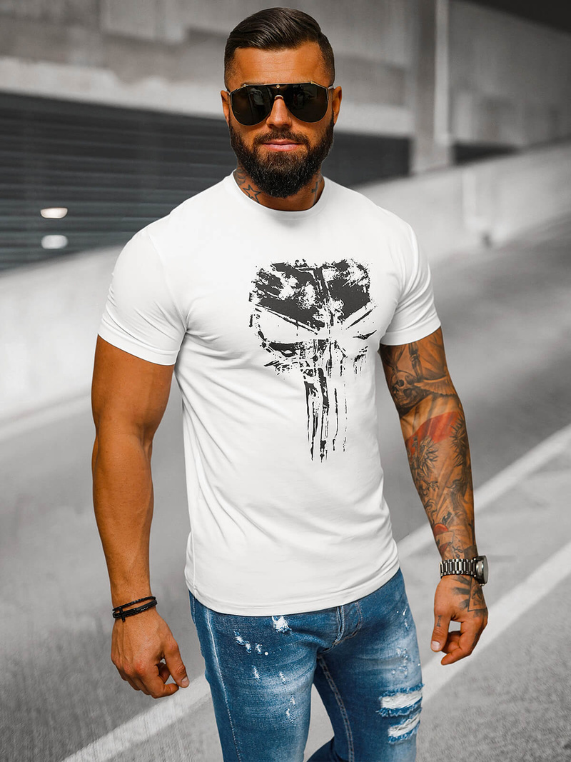 Мъжка тениска бял OZONEE NB/MT3045