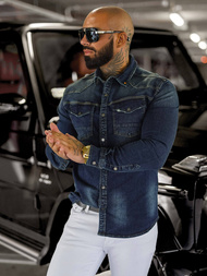 Мъжка риза тъмно-синя OZONEE O/51412