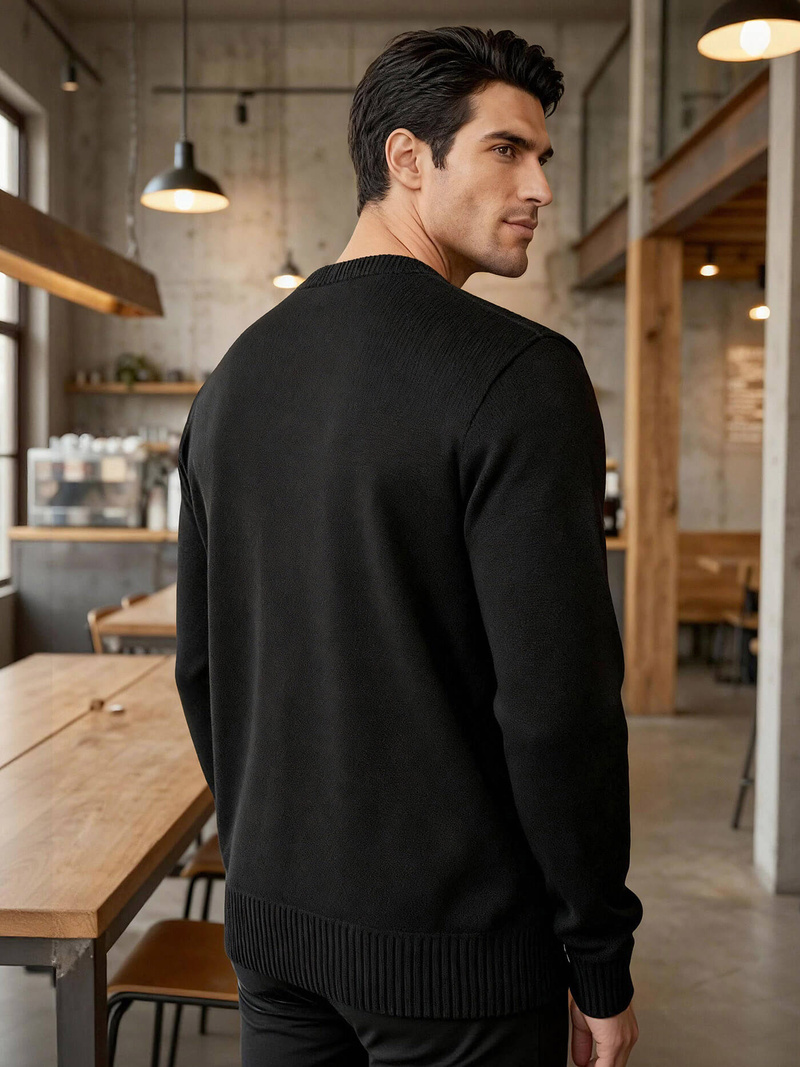 Мъжки пуловер черен OZONEE JS/59B3610/3