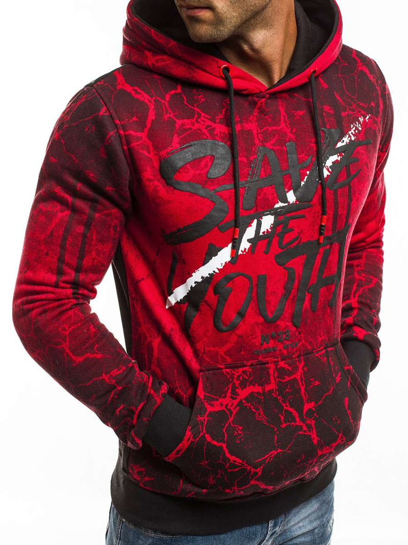 Мъжки суитшърт червен OZONEE JS/DD267Z