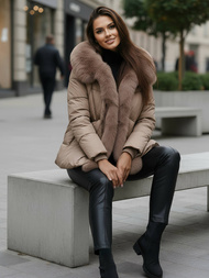 Дамско яке тъмно-бежово OZONEE O/16M9179/84