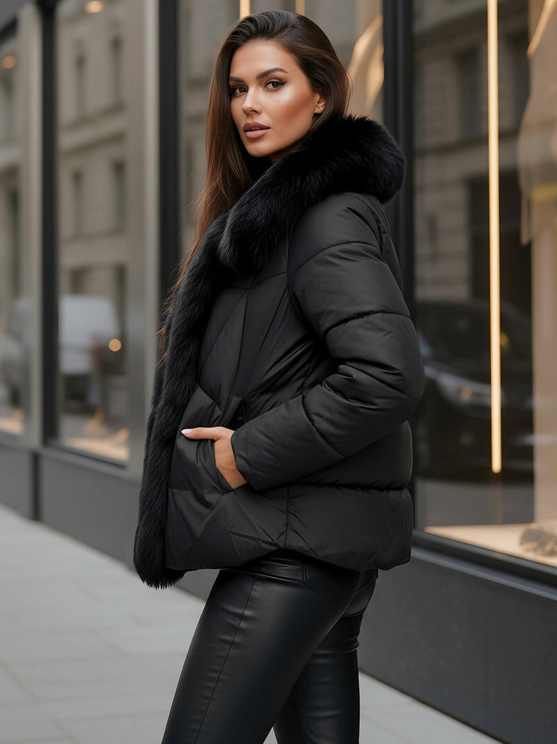 Дамско яке черно OZONEE O/16M9179/392