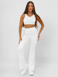 Дамски клин с широки крака бяло OZONEE JS/17K587/1