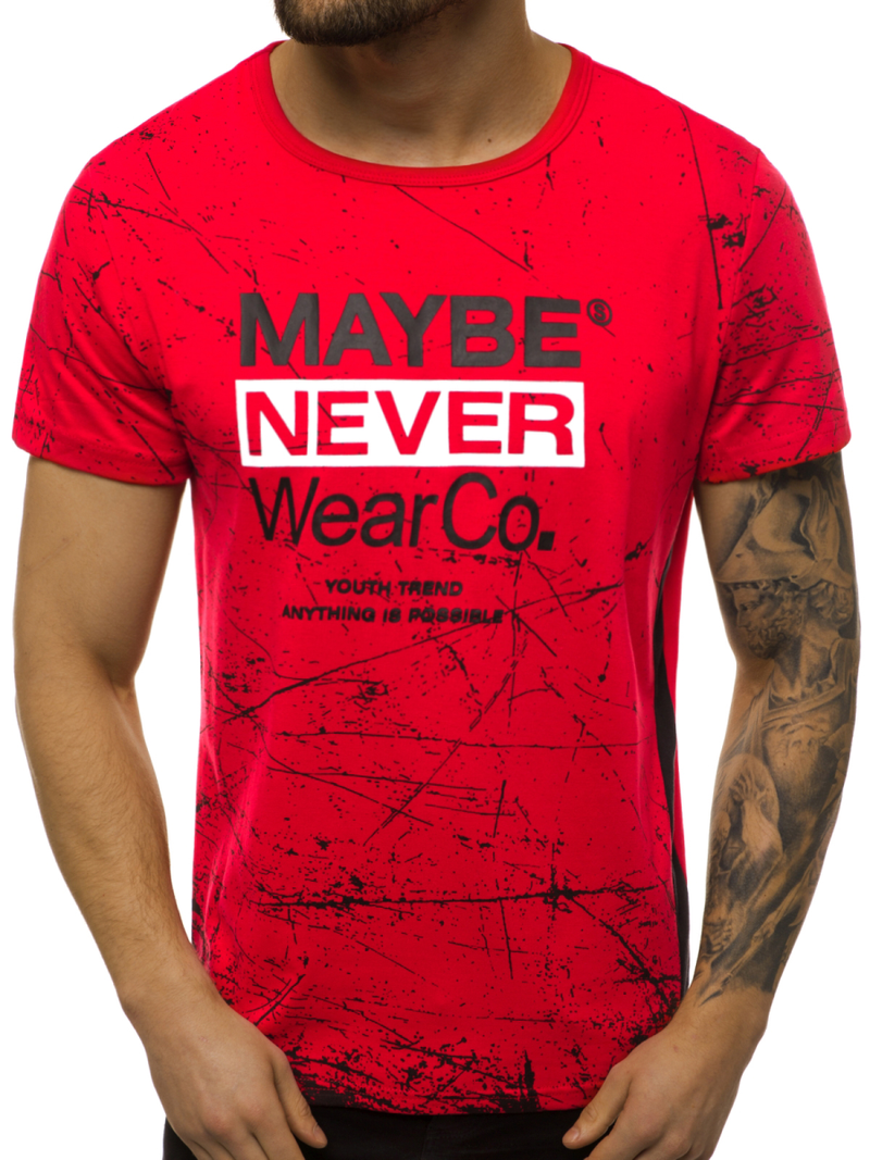 Мъжка тениска червен OZONEE JS/SS10915