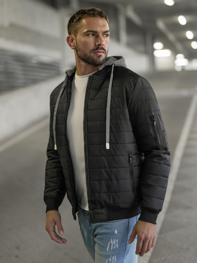 Мъжко яке черна OZONEE JS/8M985/392Z