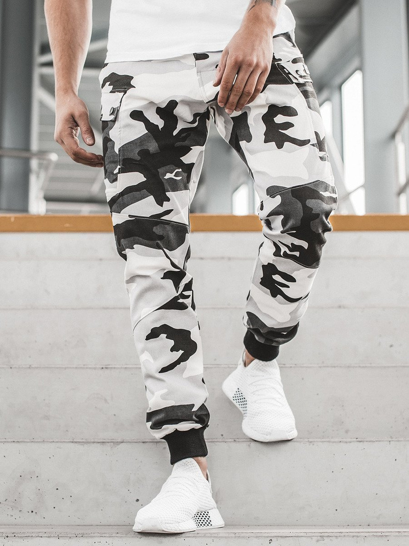 Мъжки панталони JOGGER черно-бяло OZONEE O/11103