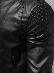 Мъжко кожено яке черно OZONEE O/8901