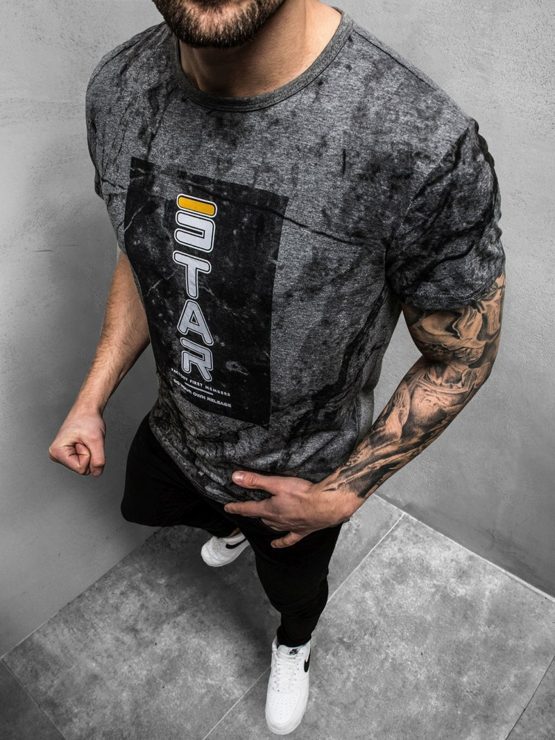 Мъжка тениска графитна OZONEE JS/SS10927Z