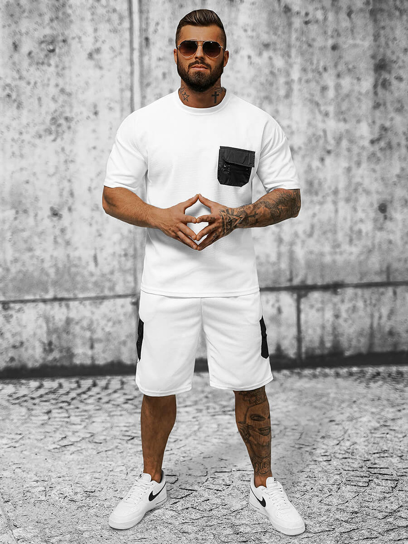 Мъжки спортен екип бял OZONEE JS/8C1132/1