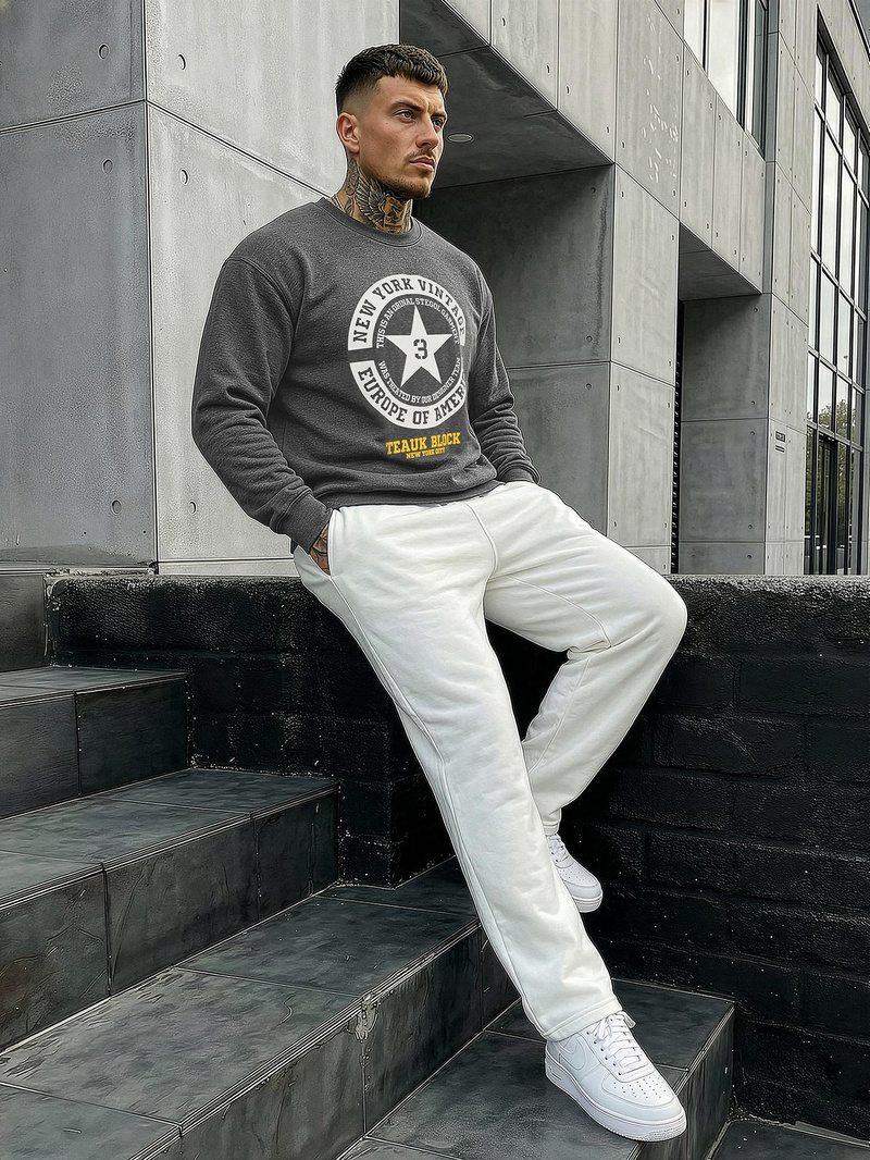 Мъжки суитшърт графитен OZONEE JS/8B1768/5