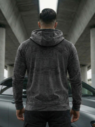 Мъжки велурен суитшърт графитна OZONEE JS/8B1168/6Z