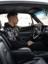 Мъжки суитшърт с качулка черен OZONEE O/B272Z