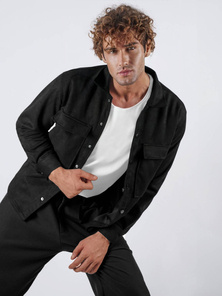 Мъжка риза черна OZONEE O/GOM23039