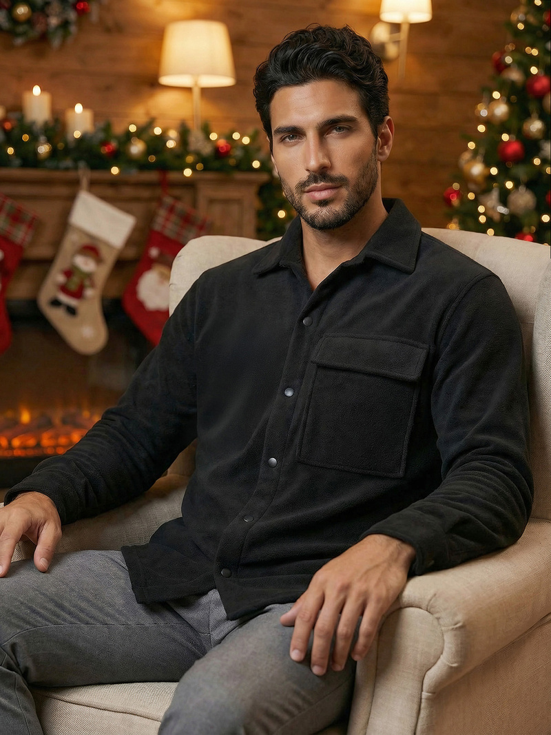 Мъжка риза черна OZONEE O/GOM23040Z