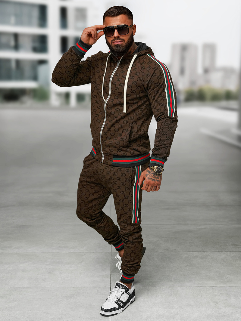 Мъжки спортен екип тъмно-бежово OZONEE O/FF5111AB