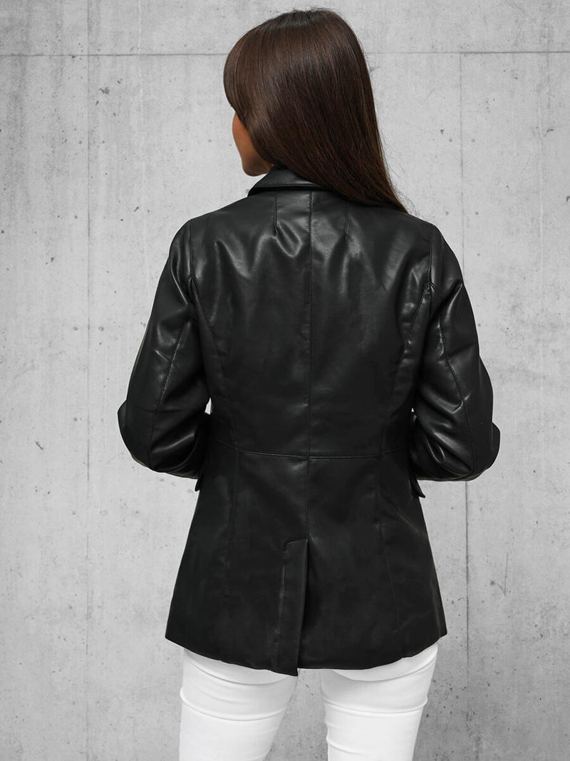 Дамско кожено яке черна OZONEE JS/11Z8121Z