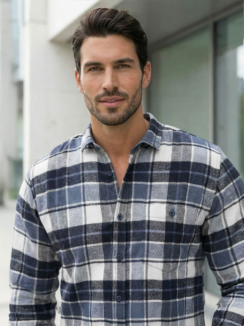 Мъжка риза тъмносиньо OZONEE V/V175Z