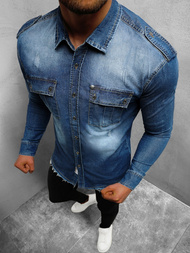 Мъжка риза синя OZONEE NB/MC702BC