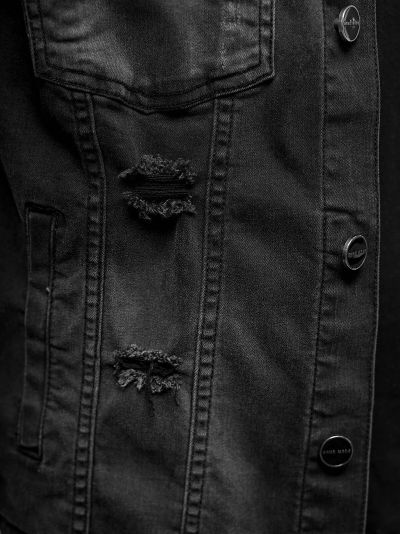 Мъжко джинсово яке черно OZONEE NB/MJ506NZ