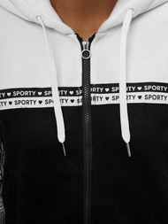 Дамски суитчър с качулка бяло-черна OZONEE JS/B26044Z