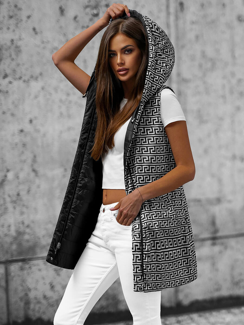 Дамска жилетка двустранно черна OZONEE JS/16M9066/392