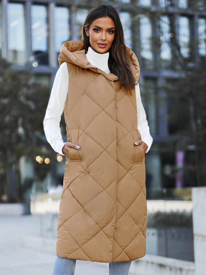 Дамска жилетка камел OZONEE JS/5M3165/84