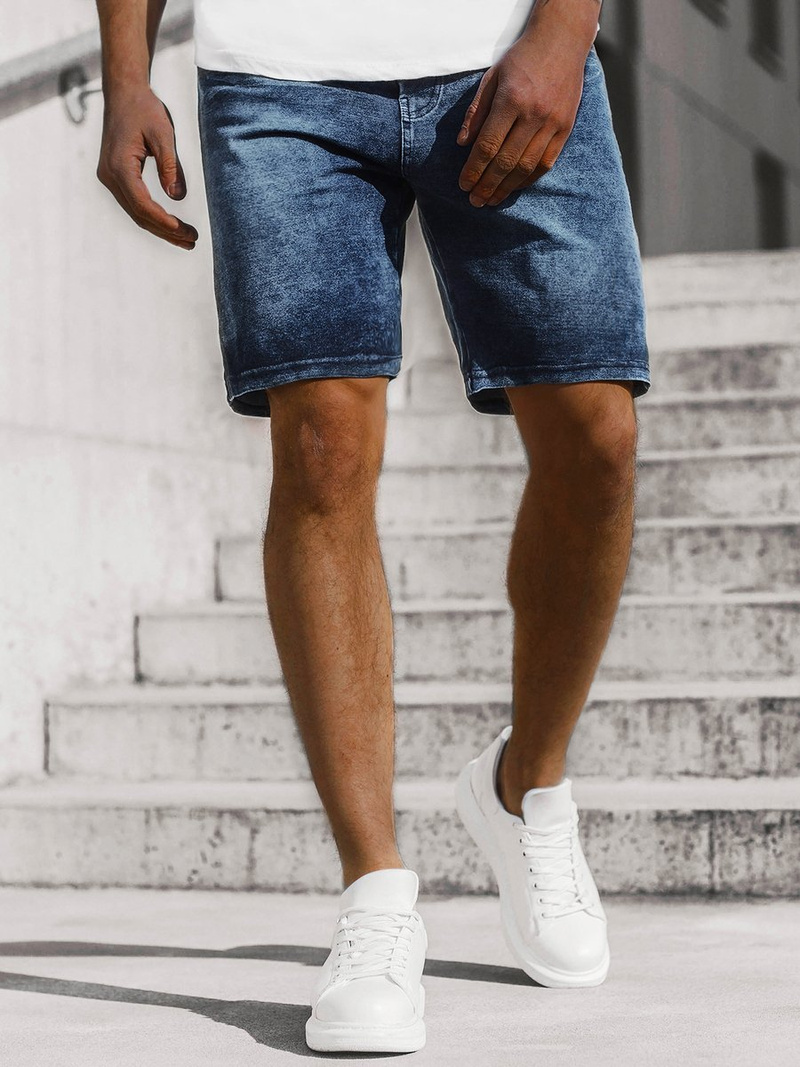 Мъжки къси дънкови панталони синьо OZONEE JS/KK1070/3