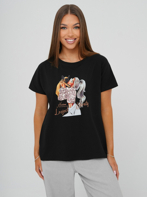 Дамска тениска черна OZONEE JS/95T2575/3