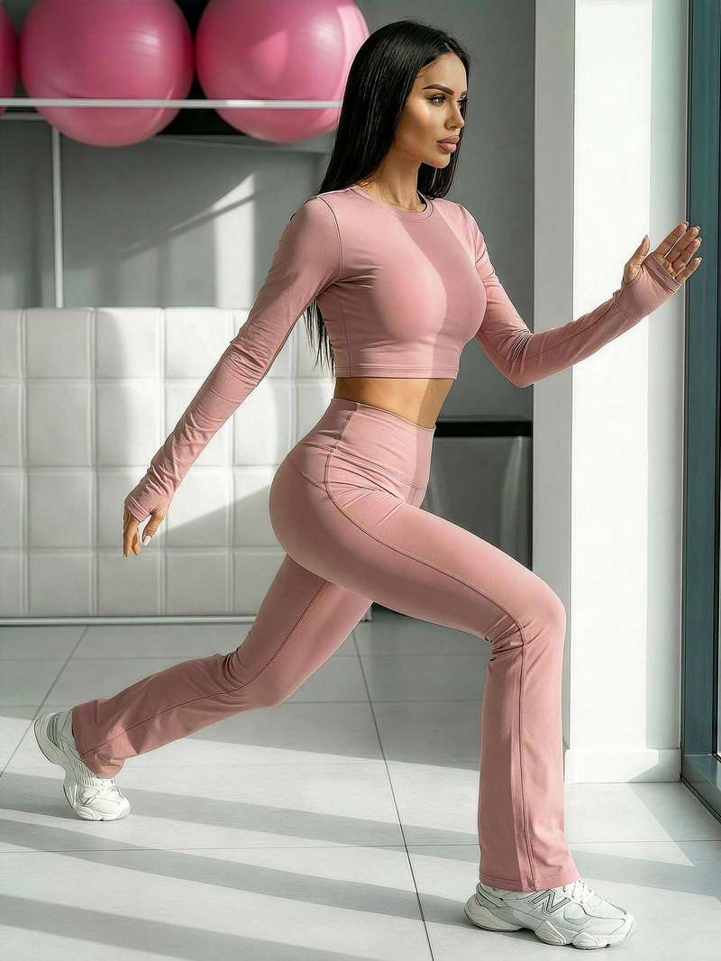 Дамски клин с широки крака прахово розово OZONEE JS/17K588/7Z