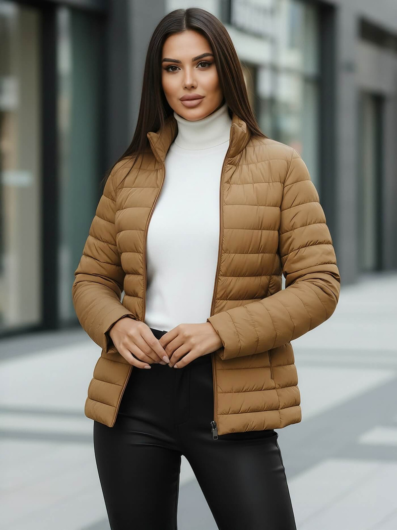 Дамско яке тъмно-бежово OZONEE JS/16M9109/84Z