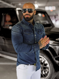 Мъжка риза тъмно-синя OZONEE O/51411