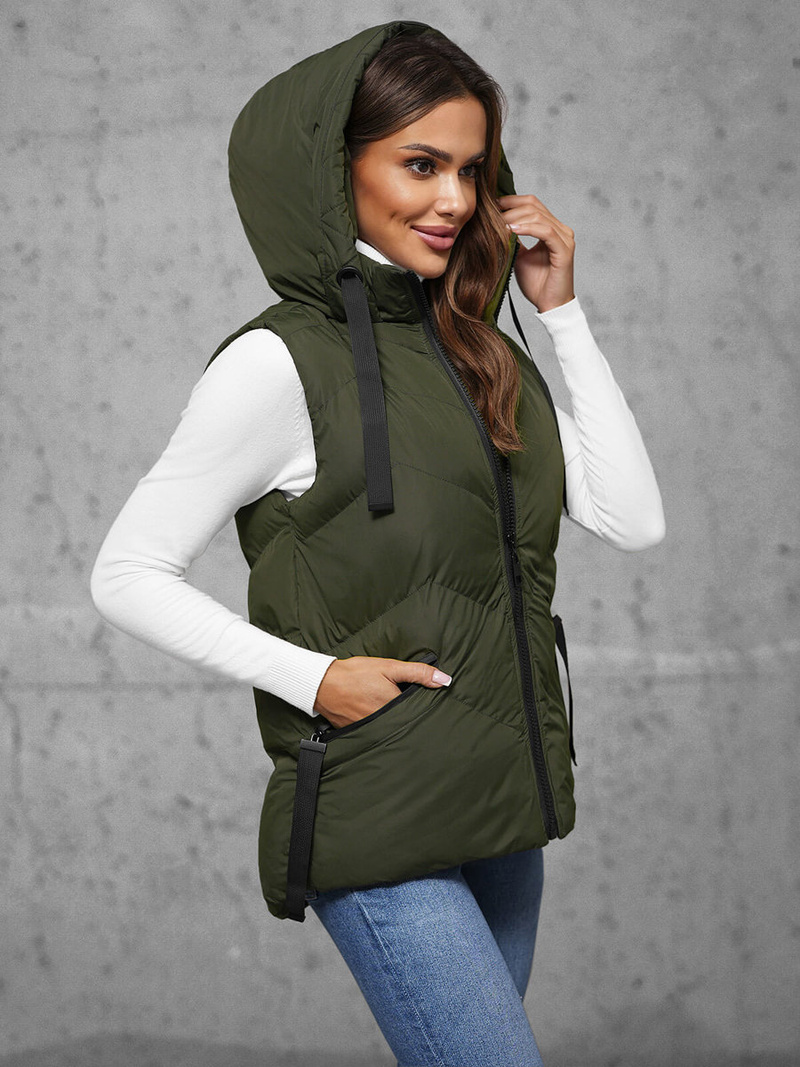 Дамска жилетка тъмнозелена OZONEE JS/5M3176/136