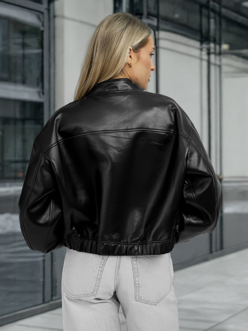 Дамско кожено яке черна OZONEE JS/11Z8281Z