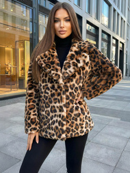 Дамско бежово и кафяво сако OZONEE JS/61M8500/158Z