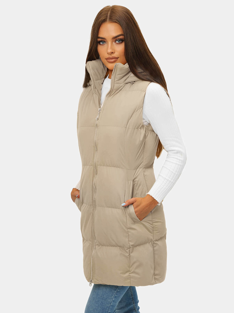 Дамска жилетка бежова OZONEE JS/M721/62