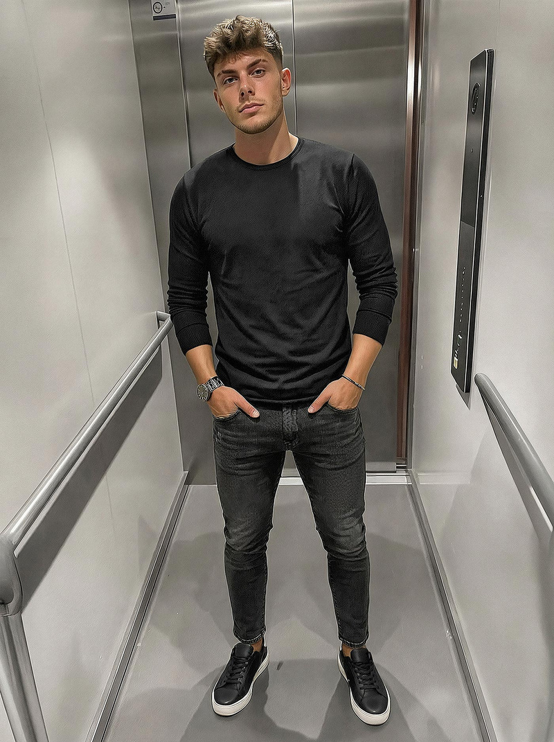 Мъжки дънки черни OZONEE O/JK2918Z