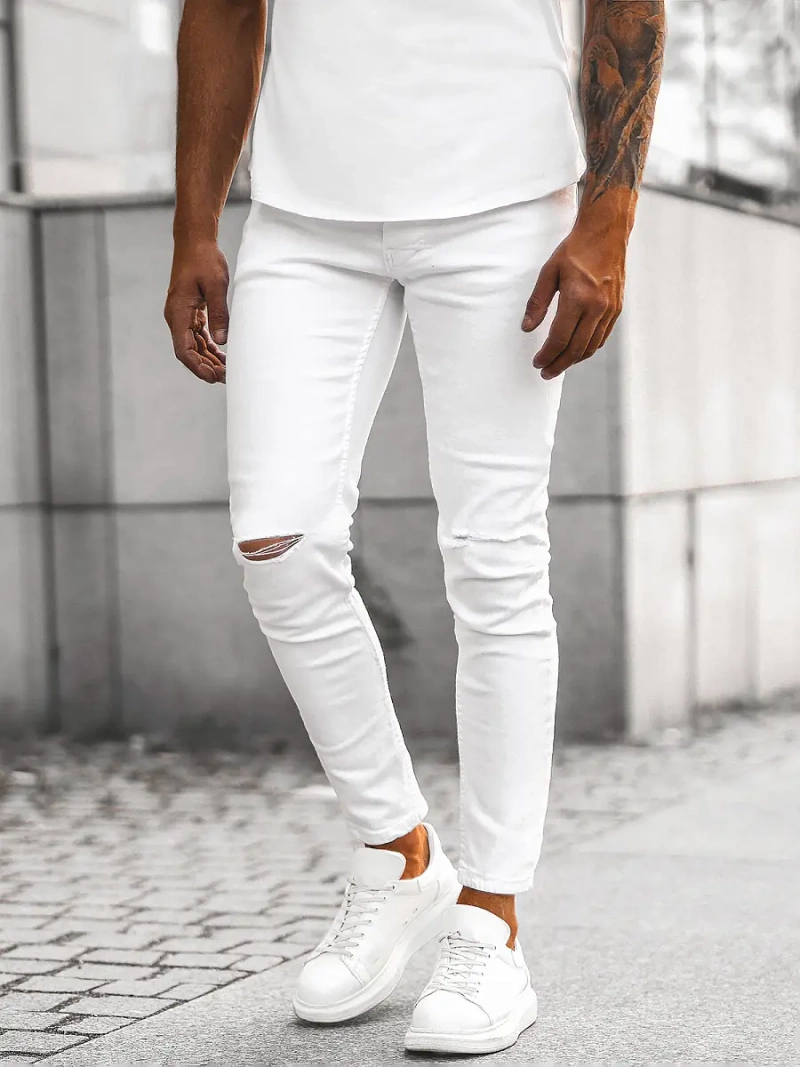 Мъжки дънки бяло OZONEE E/5391/01Z