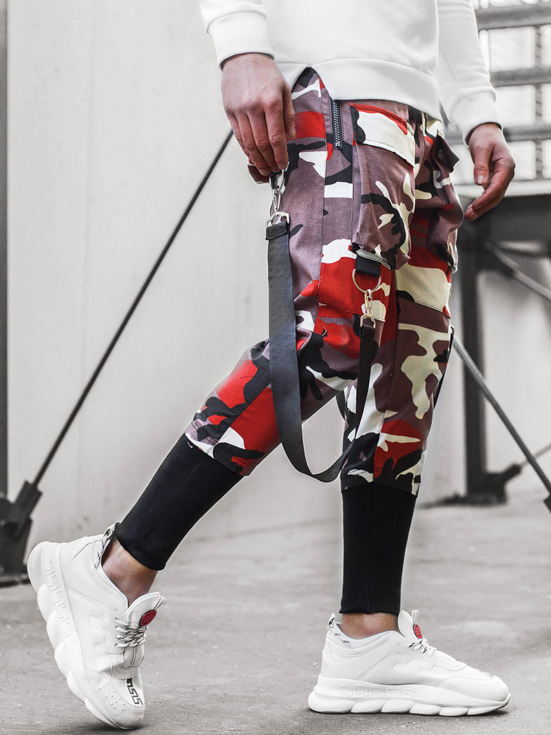 Мъжки панталони JOGGER бордо-бежово OZONEE G/11133