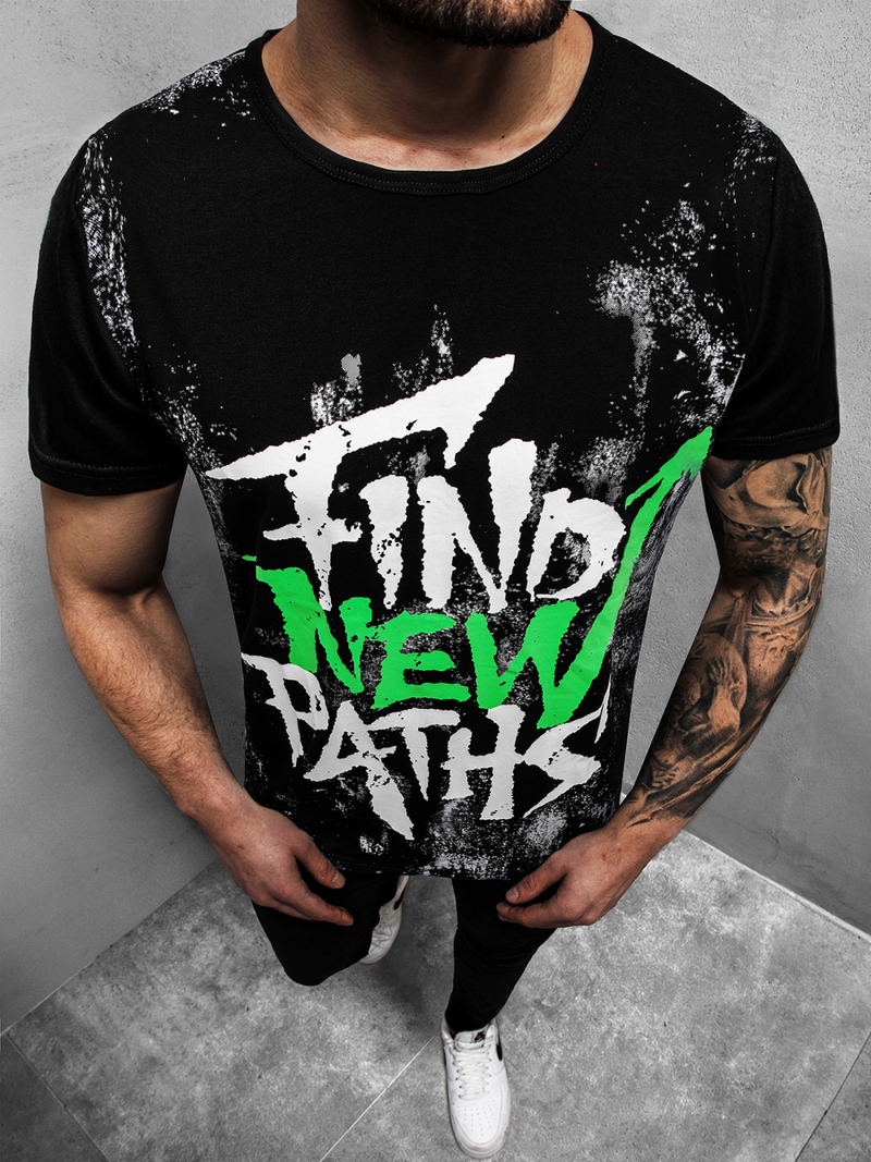 Мъжка тениска черна OZONEE JS/KS2013Z