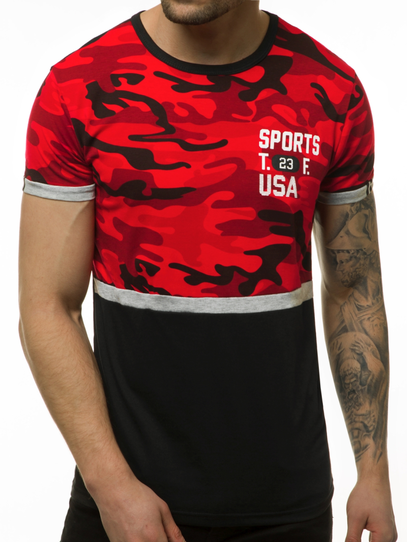 Мъжка тениска червен OZONEE JS/SS10982