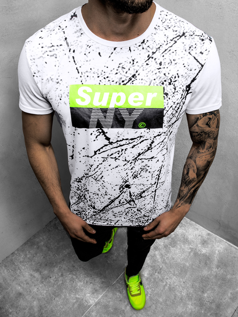 Мъжка тениска бяла OZONEE JS/SS11100Z