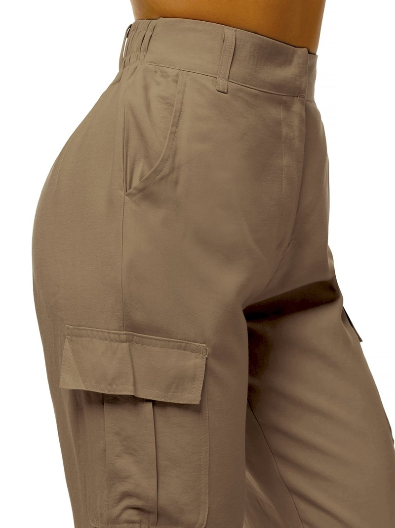 Дамски панталони с джоггери тъмнобежово OZONEE O/HM005