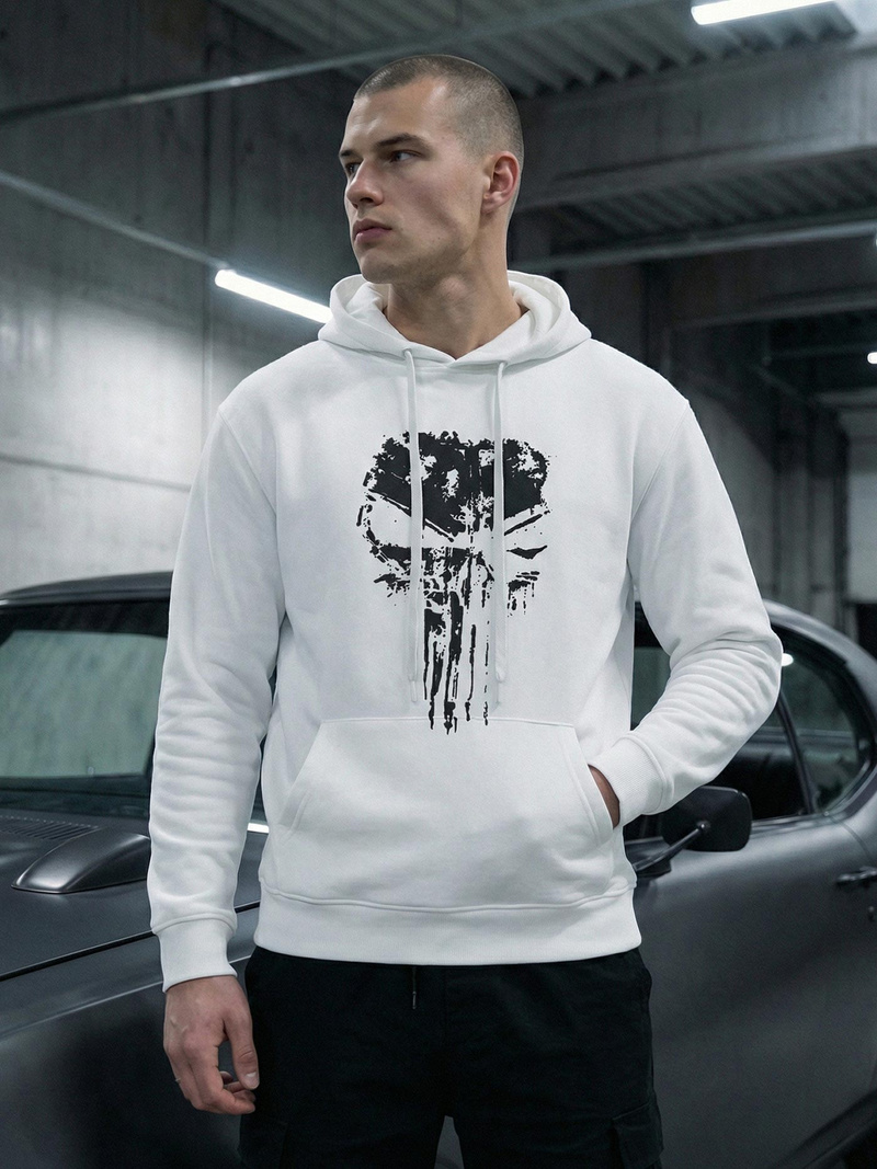 Мъжки суитшърт с качулка Бял OZONEE JS/65B3907/1Z