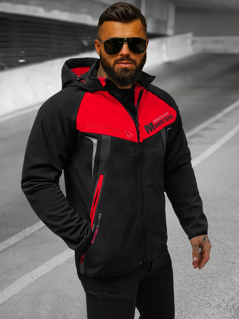Мъжко softshell яке черно-червена OZONEE JS/HH021/1C