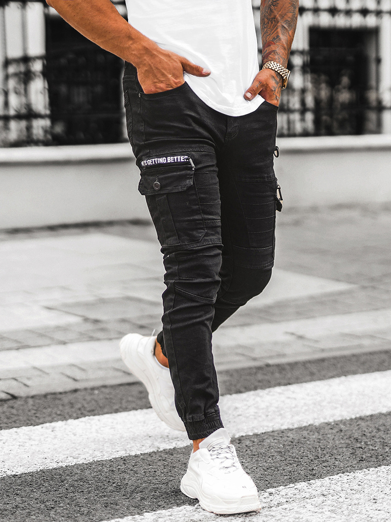 Мъжки панталони jogger черни OZONEE O/E9706