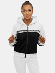 Дамски суитчър с качулка бяло-черна OZONEE JS/B26044Z